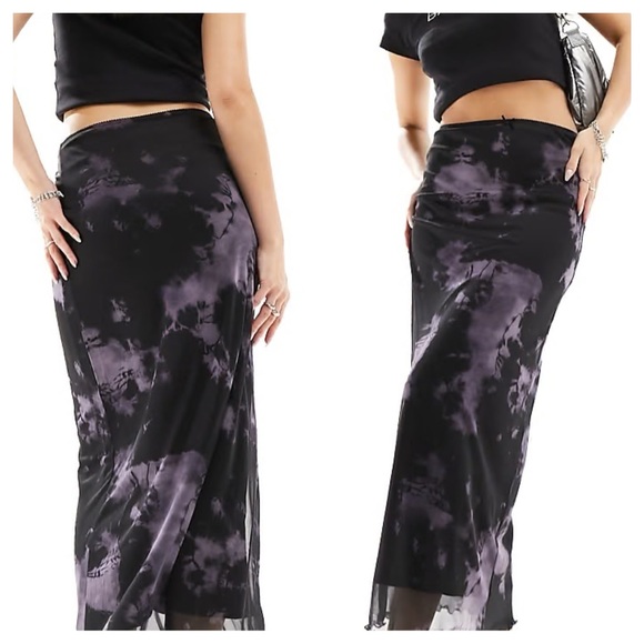 💵ASOS Design Mesh MIDI Pull On Skirt in Tie Dye Size 0 - Picture 2 of 13
